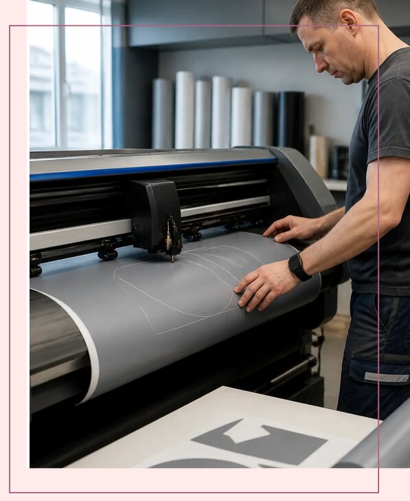 Плоттерная резка пленки для изготовления рекламы в Истре